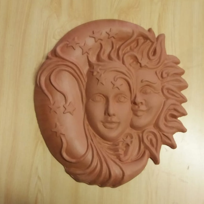 DECORAZIONE ECLISSI RIFINITA A MANO 18 CM IN TERRACOTTA ARREDAMENTO CASA DECORAZIONE ECLISSI RIFINITA A MANO 18 CM IN TERRACOTTA ARREDAMENTO CASA