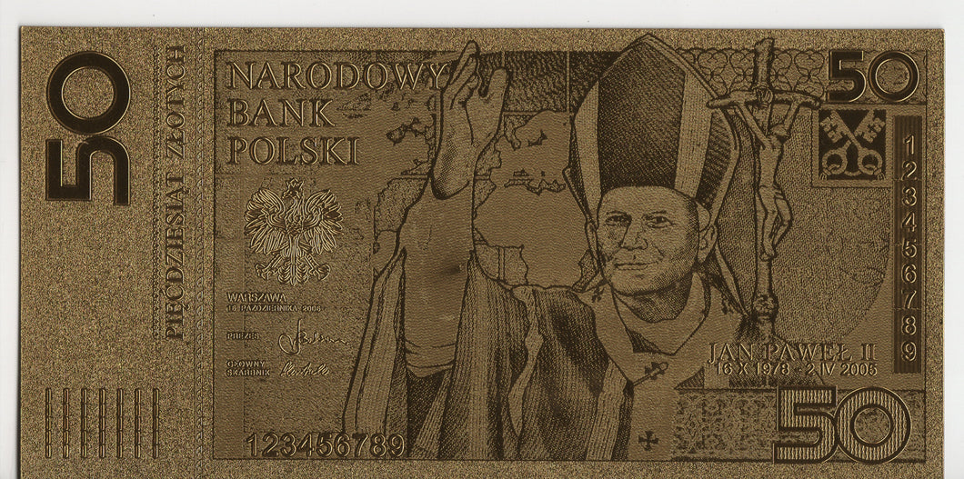 BANCONOTA CELEBRATIVA PLASTICA - GIOVANNI PAOLO II - 50 ZLOTYCH POLONIA