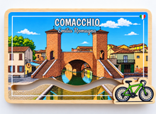 Carica l'immagine nel visualizzatore di Gallery, Calamita Magnete - COMACCHIO - ipidee - LEGNO - Movimento BICICLETTA TREPPONTI
