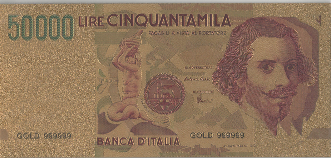 BANCONOTA PLASTICA - ITALIA - LIRE 50.000 - BERNINI