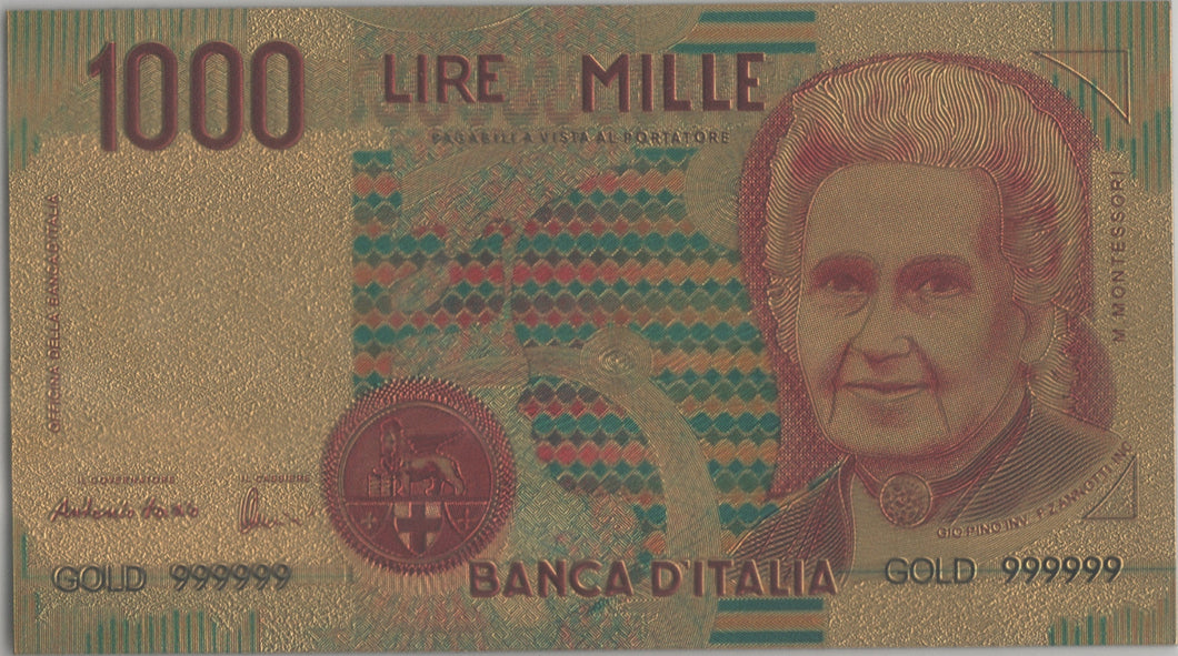 BANCONOTA PLASTICA - ITALIA - LIRE 1.000 - MONTESSORI