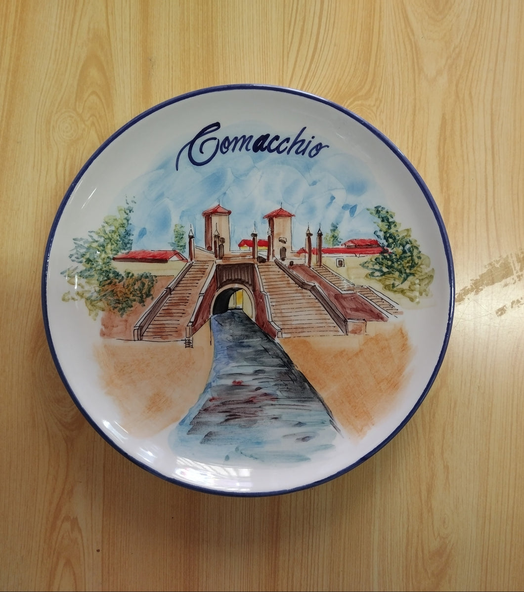 PIATTO CERAMICA COMACCHIO TREPPONTI 19 Ø