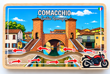 Carica l'immagine nel visualizzatore di Gallery, Calamita Magnete - COMACCHIO - ipidee - LEGNO - Movimento MOTOCICLETTA TREPPONTI
