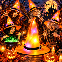 Carica l'immagine nel visualizzatore di Gallery, CAPPELLO - STREGA / BEFANA - LED LUMINOSI
