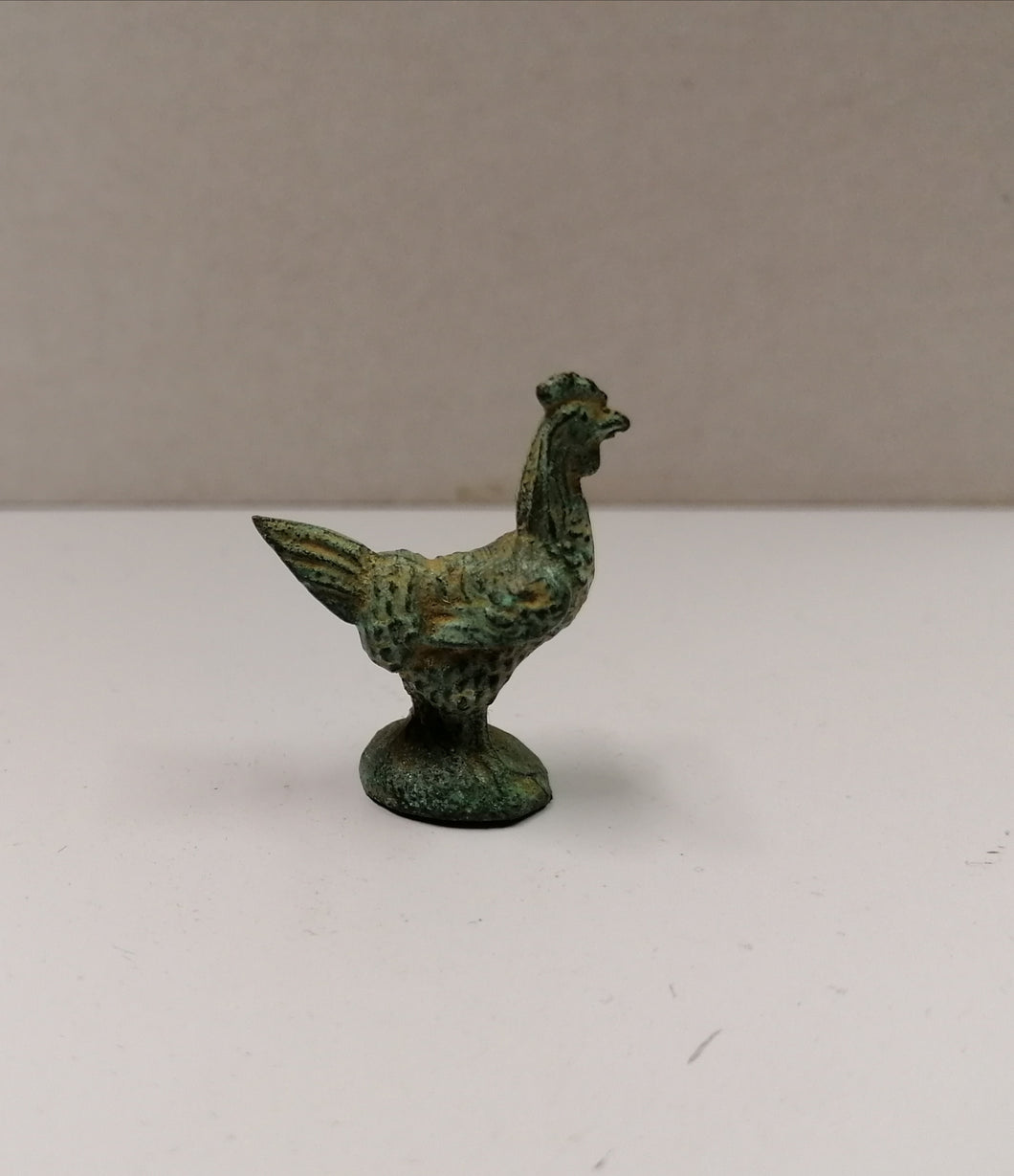 RIPRODUZIONE ARCHEOLOGICA BRONZO GRECO - ANIMALI - GALLINA