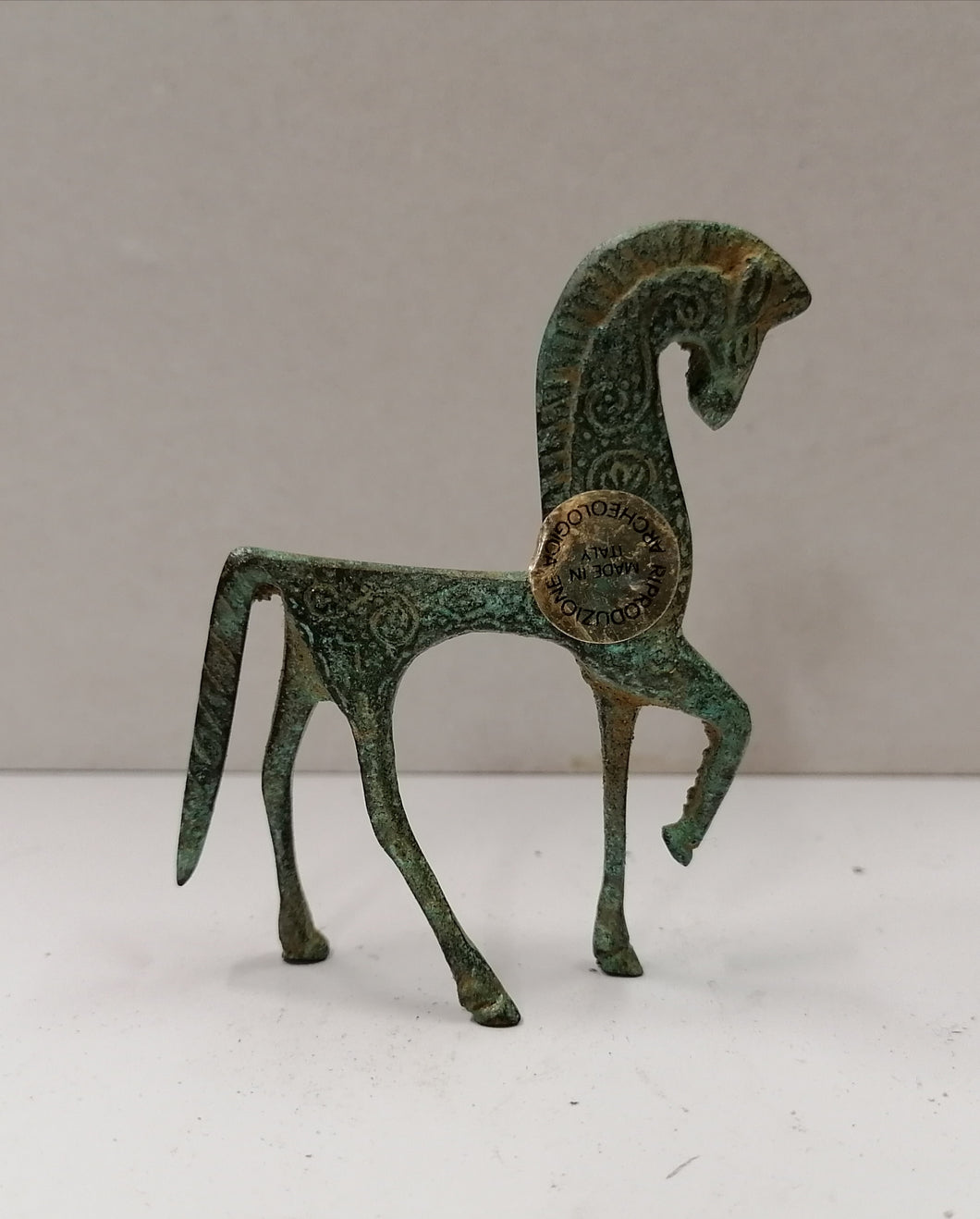 RIPRODUZIONE ARCHEOLOGICA BRONZO GRECO - ANIMALI - CAVALLO